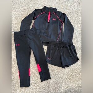 Girls Under Armour Black and Pink Apparel